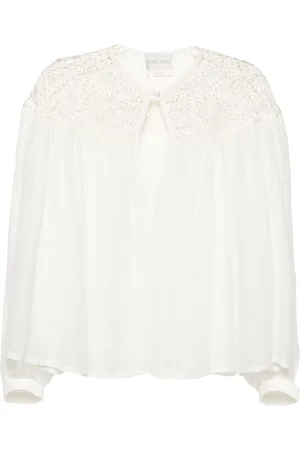 FORTE FORTE Crochet-panel long-sleeve blouse
