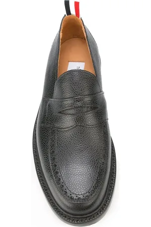 Thom Browne Penny Loafer With Leather Sole In Pebble Grain
