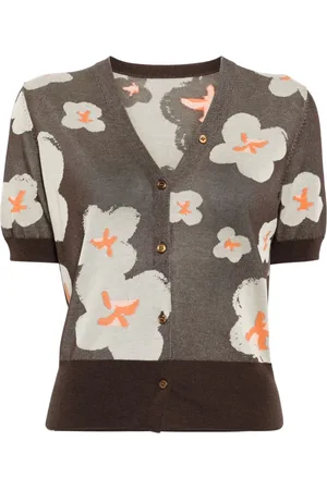 JNBY Floral intarsia-knit cotton-blend cardigan
