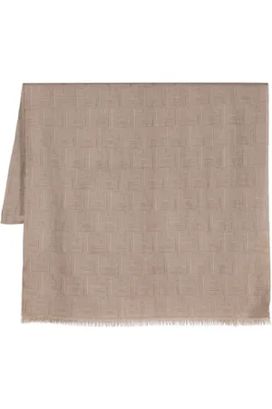 Fendi FF-pattern frayed-edge scarf