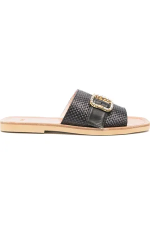 Nº21 Crystal-embellished woven slides