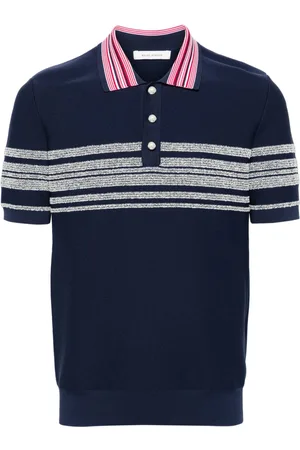 WALES BONNER Stripe-detailing knitted polo shirt