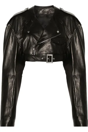 Rick Owens Micro Biker cropped leather jacket
