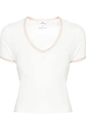 Courrèges Logo-embroidered cotton T-shirt