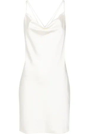 ROTATE Cowl-neck satin slip dress