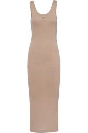 Prada Logo-triangle ribbed-knit dress