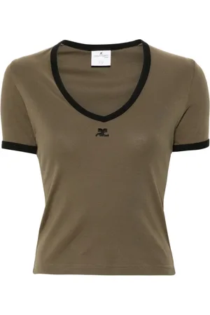 Courrèges Logo-patch V-neck T-shirt