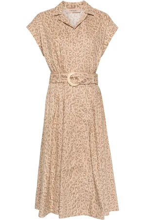 Twin-Set Leopard-print midi shirt dress