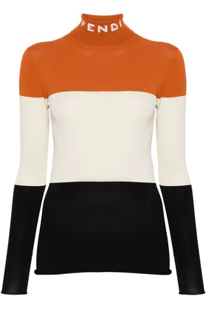 Fendi Logo-intarsia colour-block jumper