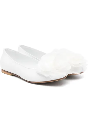 ANDREA MONTELPARE Floral-appliqué leather ballerina shoes