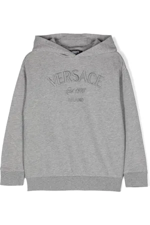 VERSACE Logo-embroidered cotton hoodie