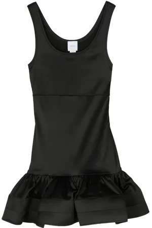 Patou Ruffled satin tank dress