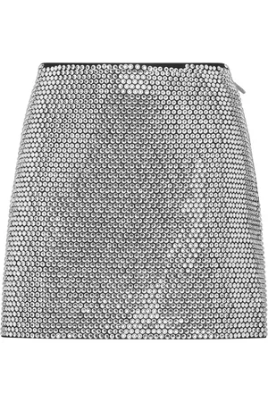Philipp Plein Crystal-embellished leather miniskirt