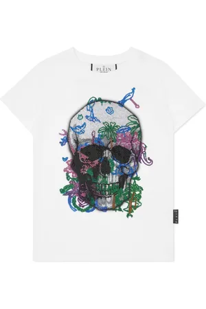 Philipp Plein Crystal-embellished skull cotton T-shirt