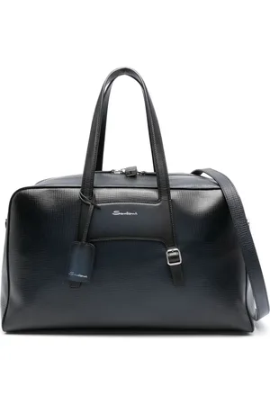 santoni Logo-stamp leather luggage bag