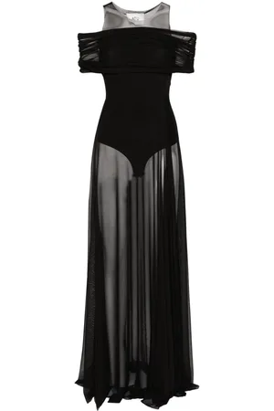 Atu Body Couture Round-neck mesh maxi dress
