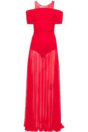 Atu Body Couture Round-neck mesh maxi dress