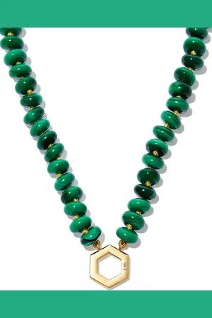 HARWELL GODFREY 18kt yellow malachite beaded necklace