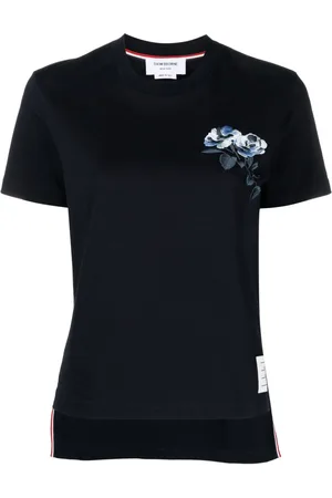 Thom Browne Rose-embroidered cotton T-shirt