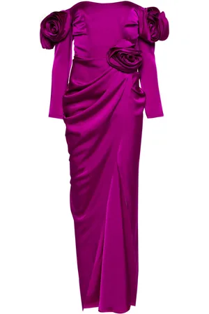 Ana Radu Floral-appliqué satin gown
