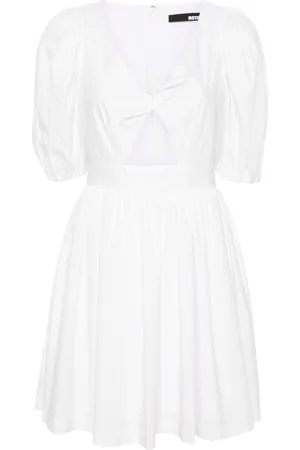 ROTATE Ruched-detail V-neck minidress