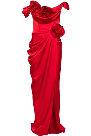 Ana Radu Floral-appliqué draped gown