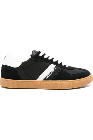 Roberto Cavalli Panelled leather lace-up sneakers