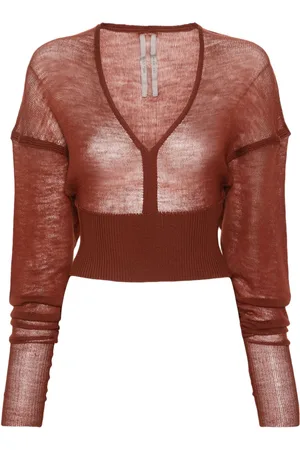 Rick Owens LS V fine-knit cropped jumper