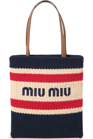 Miu Miu Striped crochet tote bag