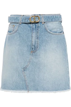 Twin-Set Frayed denim miniskirt