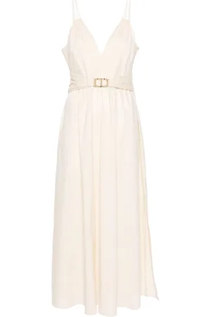 Twin-Set Belted cotton-blend mxi dress
