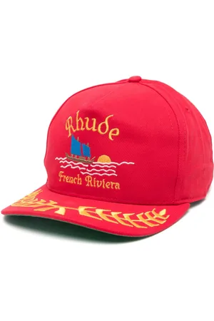 Rhude Slogan-embroidered cotton cap