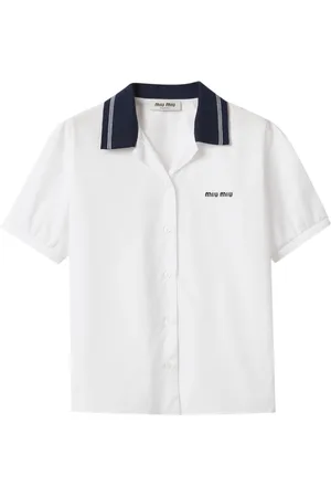 Miu Miu Logo-embroidred poplin shirt