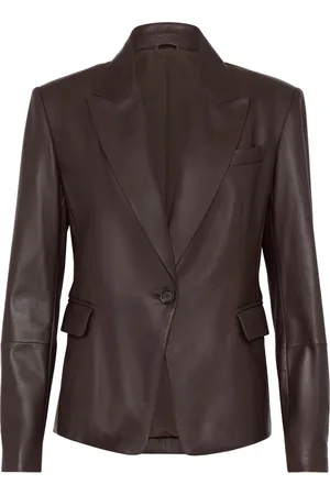 Brunello Cucinelli Embellished leather blazer