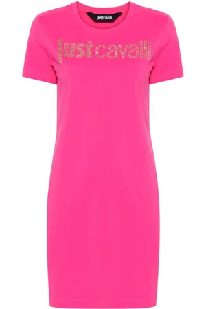 Roberto Cavalli Logo-embellished cotton shirt dress