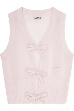 Ganni Bow-fastening knitted vest