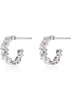 Suzanne Kalan 18kt white Classic Icon mini diamond hoop earrings