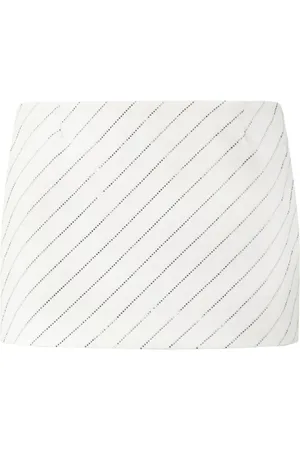 Philipp Plein Crystal-embellished pinstriped mini skirt