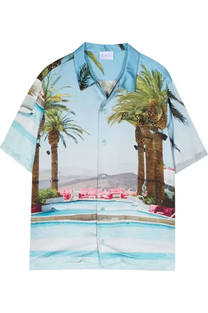BLUE SKY INN Pool-print bowling shirt