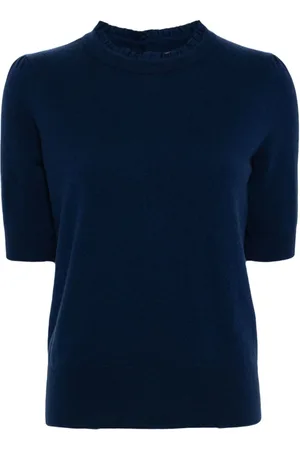 N.PEAL Ruffle-trim cashmere top