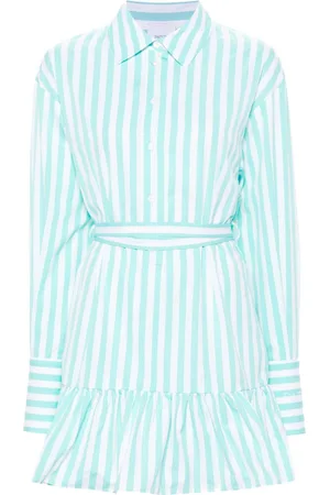 Patou Striped ruffled mini dress