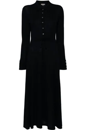 N.PEAL Polo-collar belted dress