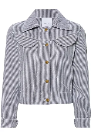 Patou Striped cropped denim jacket