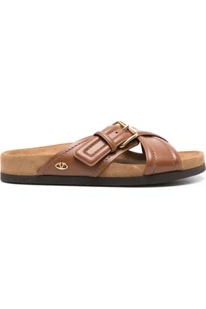 VALENTINO GARAVANI VLogo-plaque leather slides