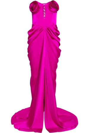 Ana Radu Floral-appliqué satin gown