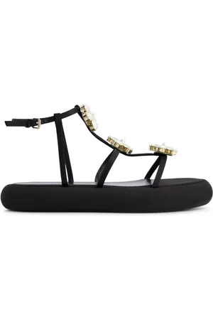 Giambattista Valli Floral-appliqué flatform sandals