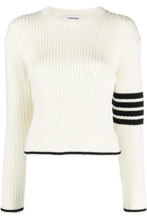 Thom Browne Stripe-detailing cable-knit jumper