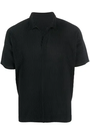 Issey Miyake Basic plissé polo shirt