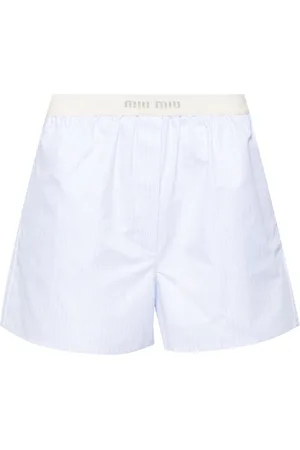 Miu Miu Logo-waistband striped pajama shorts