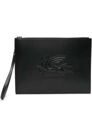 Etro Pegaso-motif leather clutch bag